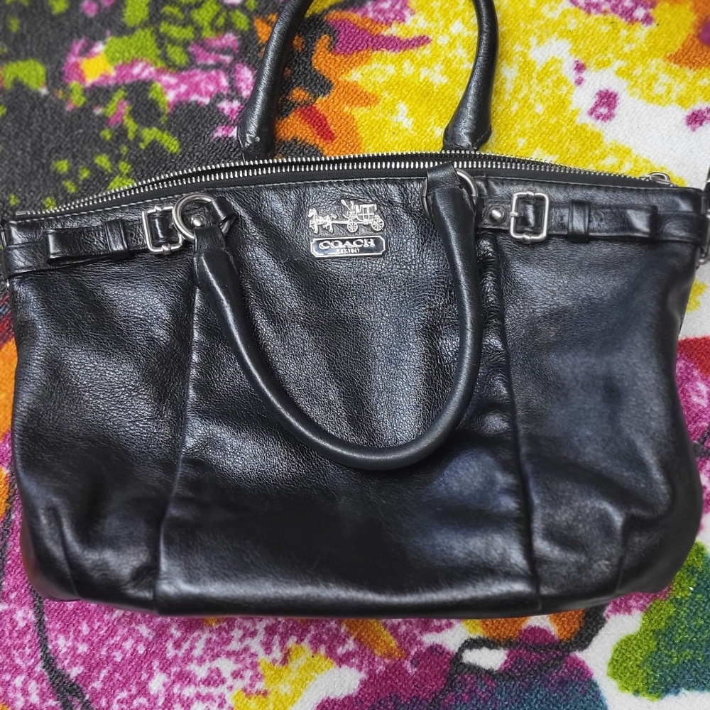 COACH, smaller 2 handle, black leather